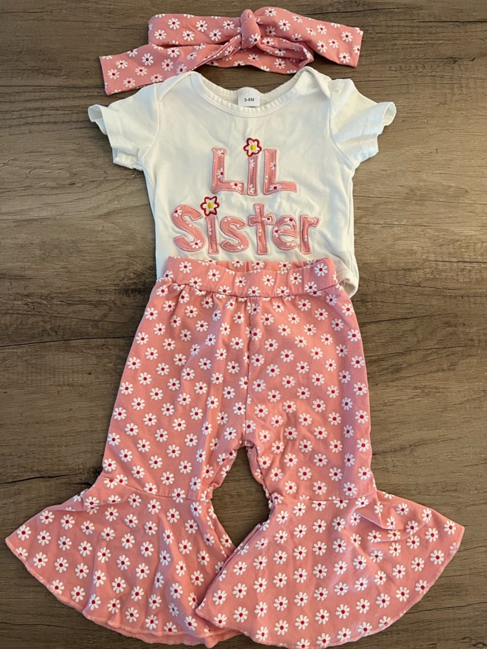 Lil Sister Pink Daisy Outfit with Headband